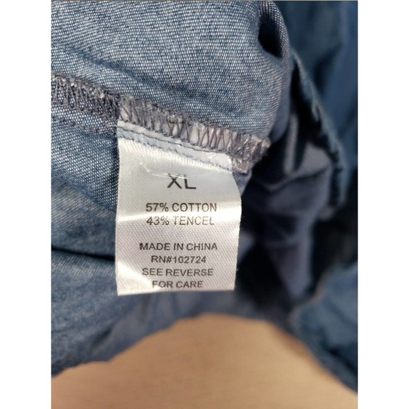Hester & Orchard Shirt Womens XL Chambray V Neck Pullover Long Sleeve Blue - Picture 12 of 12